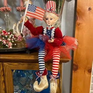 Cynthia Rowley 4th of July Red and Blue Elf Doll